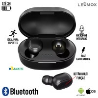 Fone Bluetooth LEF-A6R Lehmox - Preto